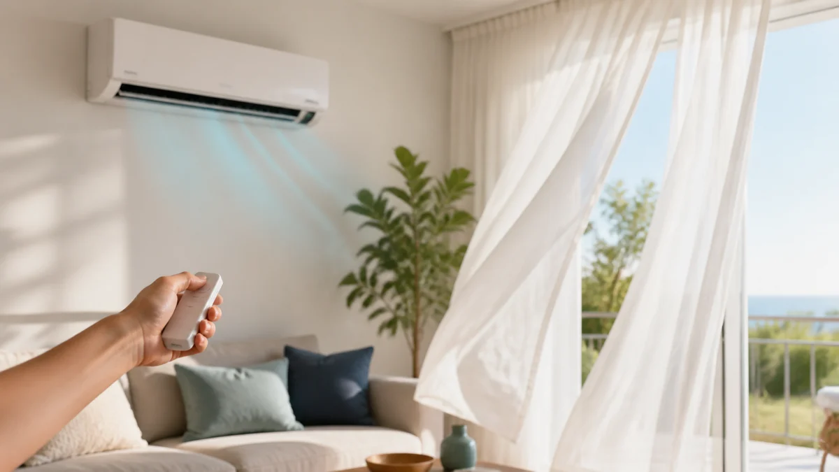 Aire acondicionado enfriando un salón durante el verano